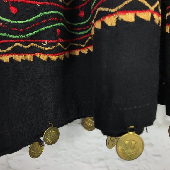 Spectrum Black Embroidered Cotton Coin Midi Skirt - Picture 3 of 6